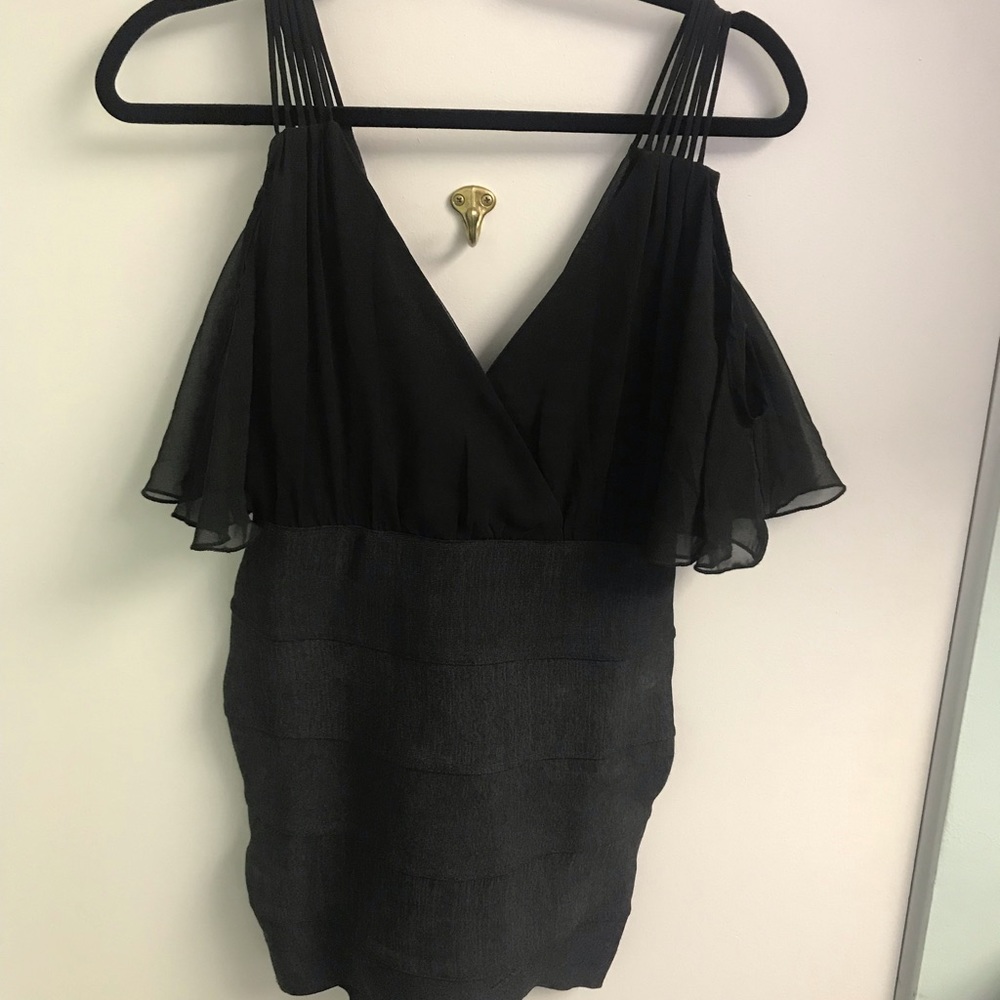 Hot Miami Styles Black Bandage with Flowy top